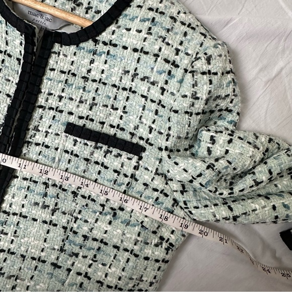 Mac & Jac Anthropologie Tweed Jacket Blazer Black Ribbon Trims Women Medium - Picture 12 of 12